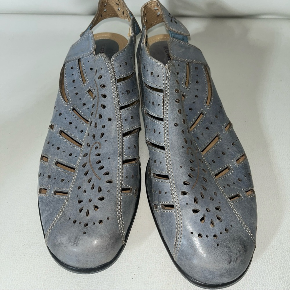 Romika Grayish Blue Mules with Perforated Design
